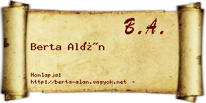 Berta Alán névjegykártya